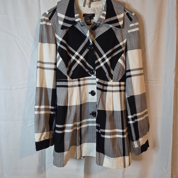 Sandro Women's Black White Plaid Fitted Lined Sportswear Jacket Size M - Picture 2 of 15